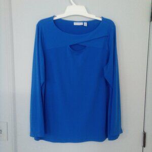 Susan Graver 1X  liquid knit blue top